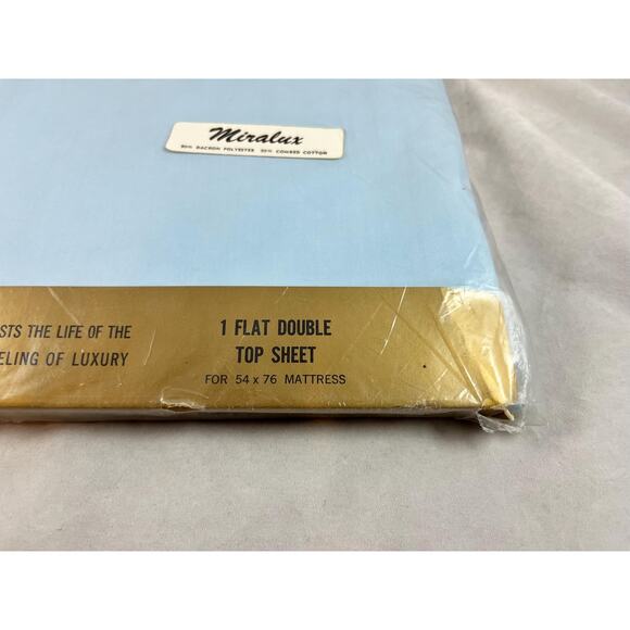 Lady Pepperell Miralux Percale Double Flat Sheet Solid Blue New Dead Stock - Picture 2 of 8